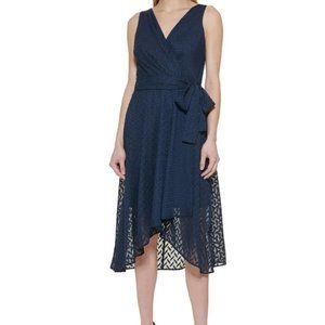 Tommy Hilfiger Surplice Midi Wrap Blue Party Dress, size 6